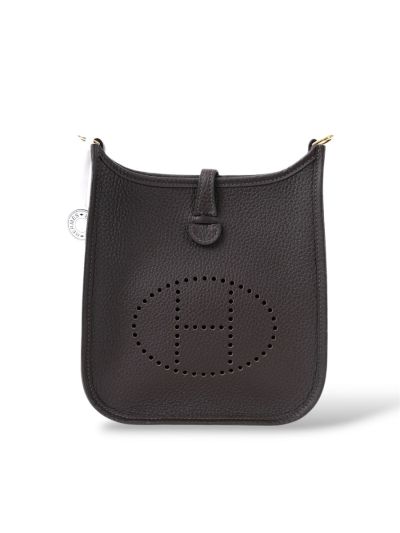 Sac Bandoulière Hermès Mini Evelyne 16 Cuir Marron