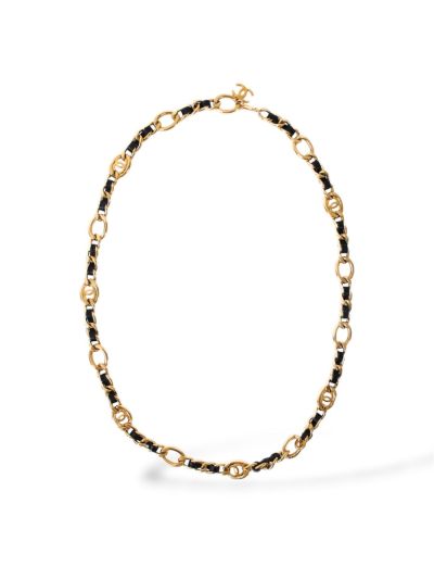 Ceinture Chanel Cuir Entrelacée Noir Dorée 