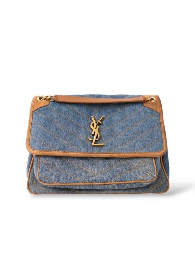 Sac à Bandoulière Saint Laurent Niki En Denim 