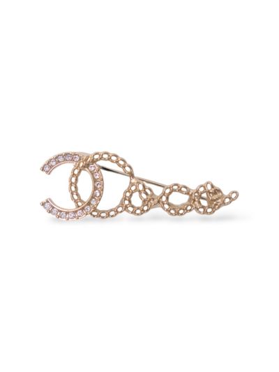 Broche Chanel Coco Strass Dorée