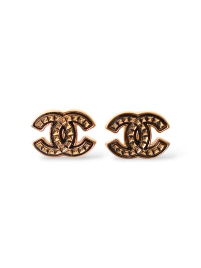 Boucles D'oreilles Chanel Double CC Dorée 