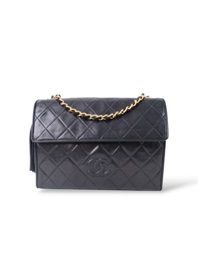 Sac à Bandoulière Chanel Vintage En Cuir Matelassé Noir