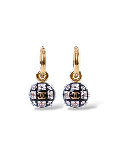 Boucles D'oreilles Chanel Boules Disco Strass 