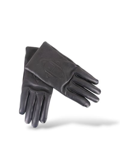 Gants Hermès En Cuir Noir Et Cachemire