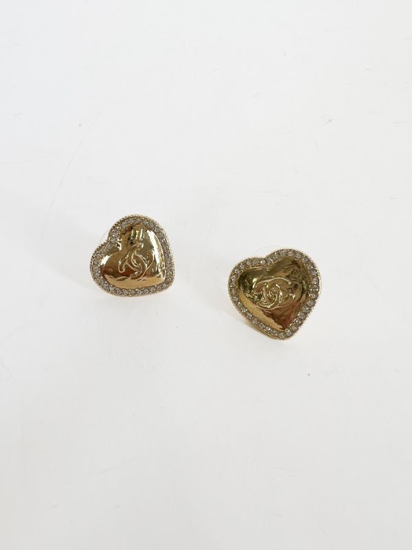 Boucles Chanel Dorées Coeur
