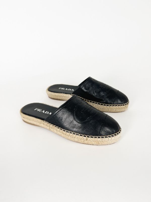 Espadrilles Prada Cuir Noir 37.5