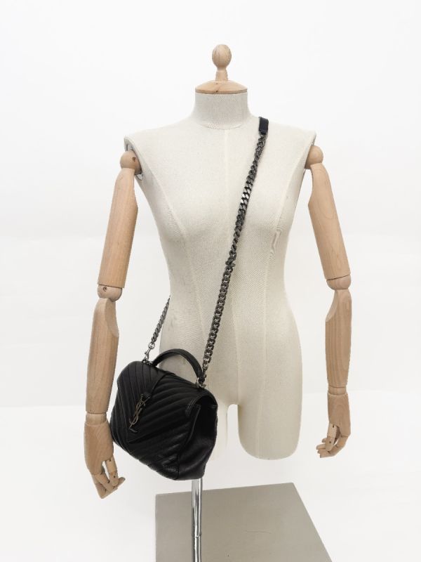 Sac YSL Collège Medium en Cuir Matelassé Noir