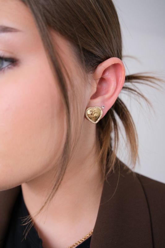 Boucles Chanel Dorées Coeur