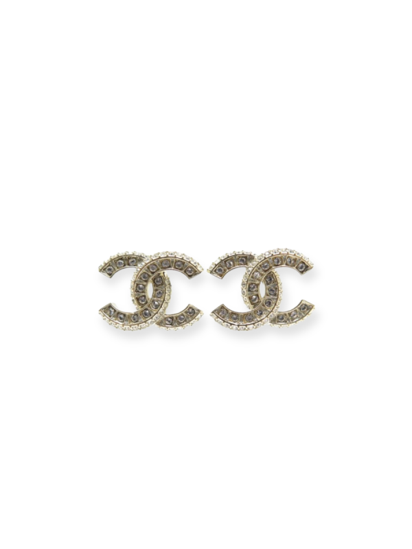 Boucles CC Chanel Champagne À Strass
