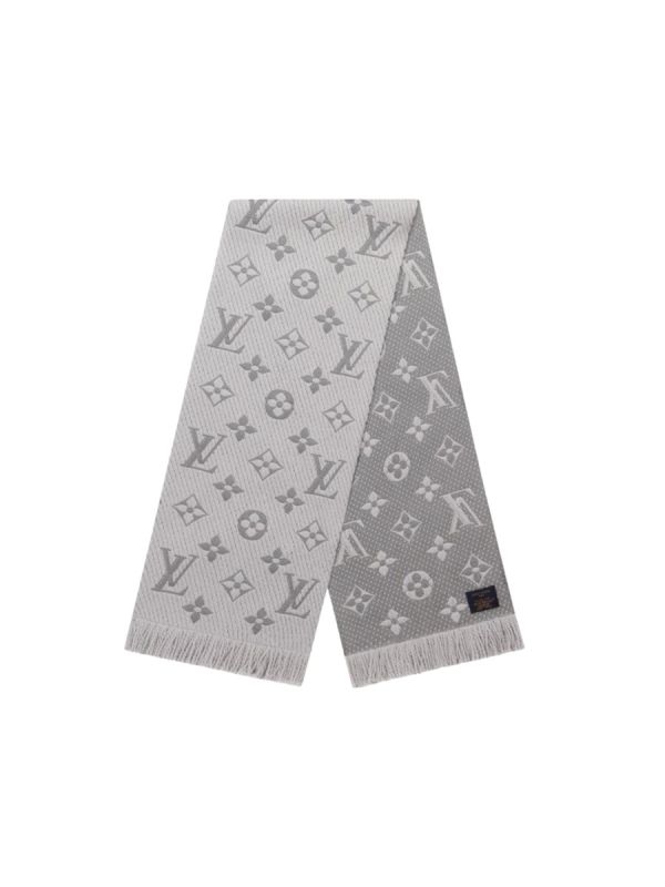 Écharpe Louis Vuitton Grise Laine et Soie Logomania
