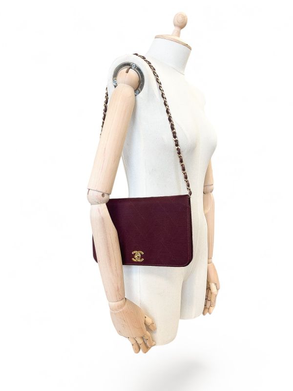 Sac Chanel Vintage En Jersey Bordeaux
