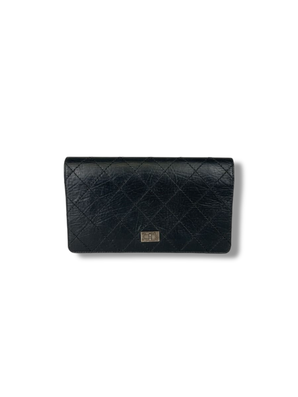 Portefeuille Chanel 2.55 En Cuir D'Agneau Noir Vieilli