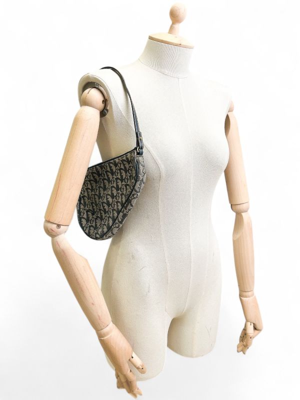 Sac à Main Mini Saddle Dior Vintage En Toile Monogram Bleu Marine