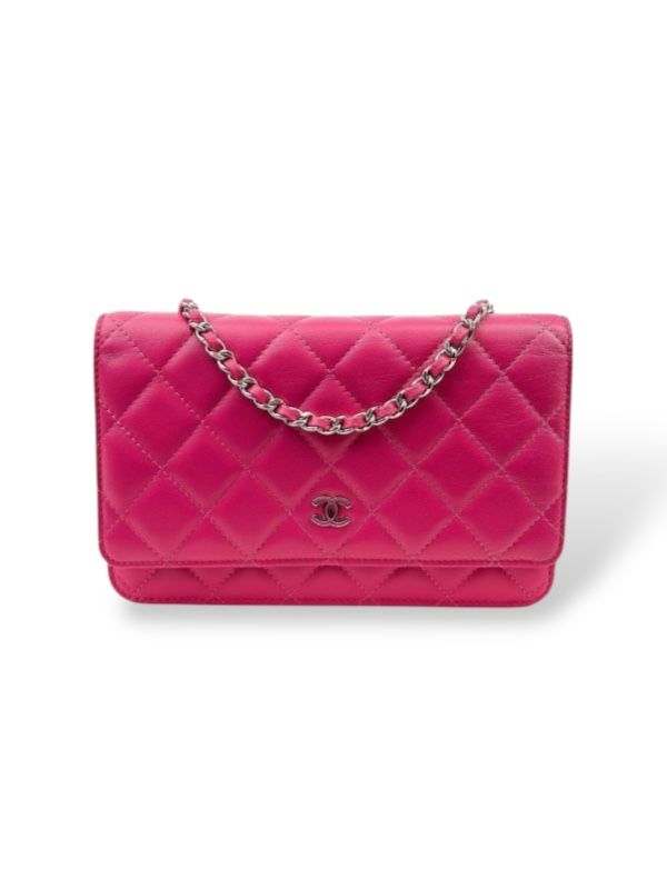 Sac Pochette à Bandoulière Chanel Wallet On Chain En Cuir D'Agneau Rose