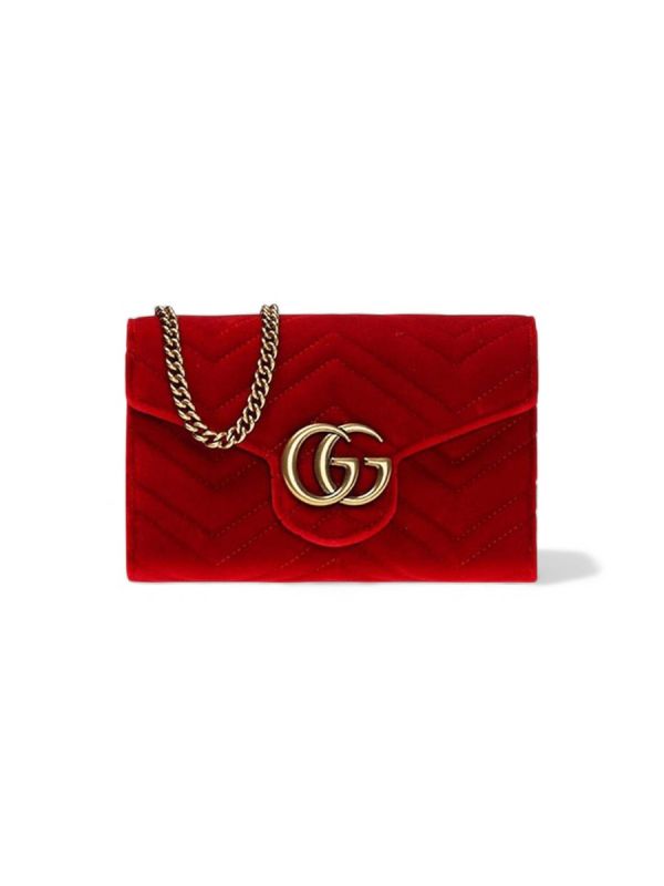 Sac Gucci Wallet On Chain En Velours Rouge