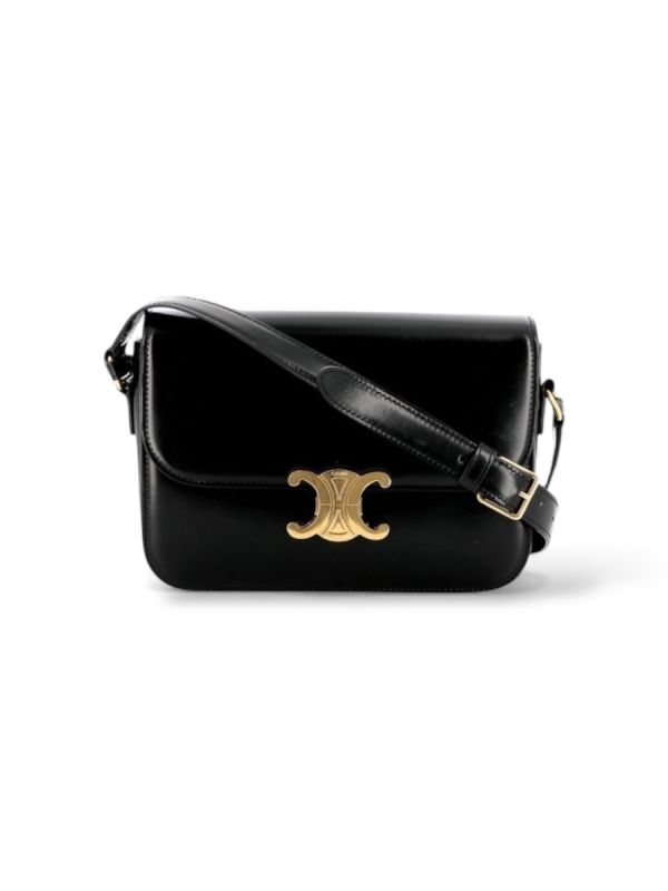 Sac à Bandoulière Celine Triomphe Teen En Cuir Noir