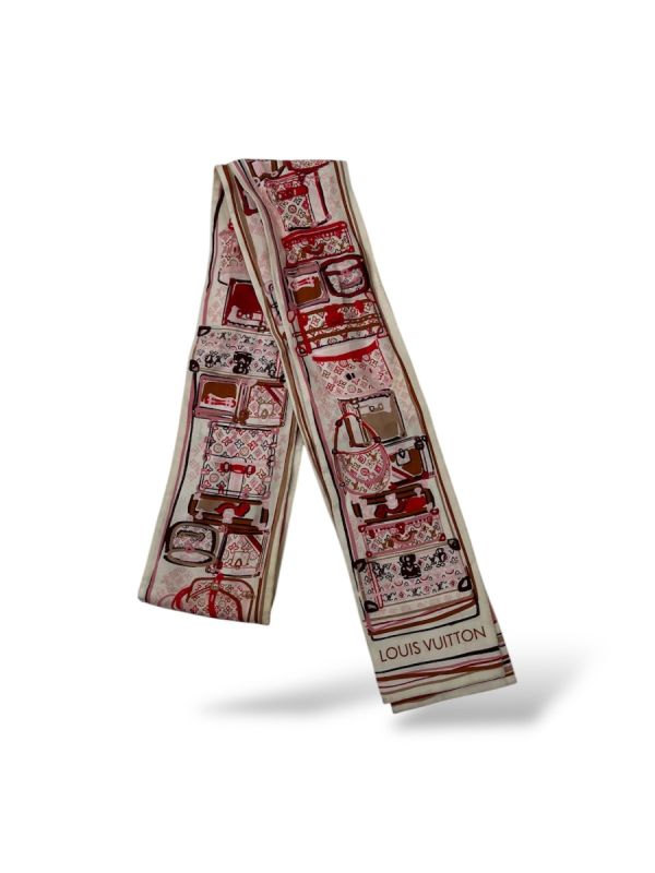 Echarpe Bandeau Louis Vuitton En Soie Beige