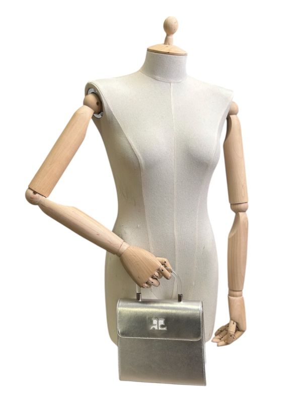 Sac à Main Courrèges En Cuir Gris Shine