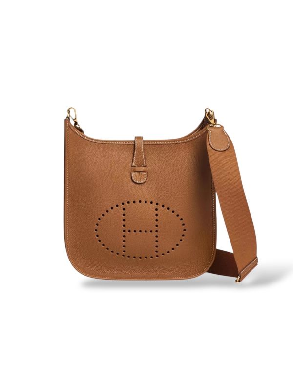 Sac à Bandoulière Hermès Evelyne III 29 En Cuir Doré
