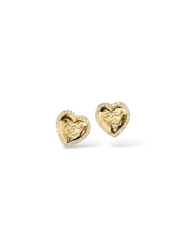 Boucles Chanel Dorées Coeur
