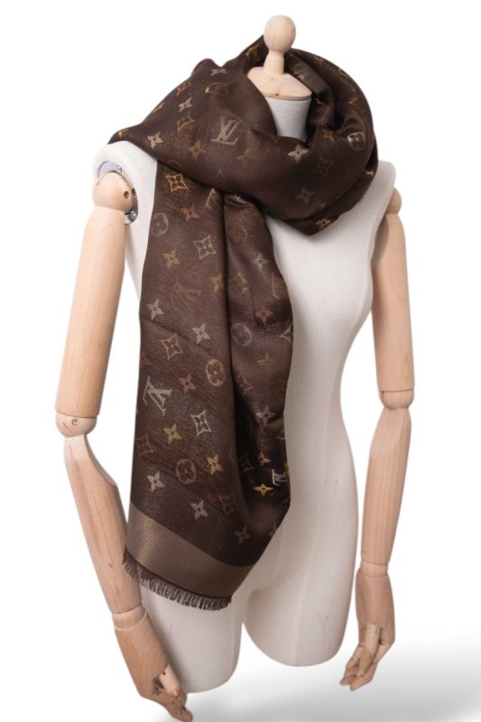 Châle Louis Vuitton Monogram So Shine Marron 