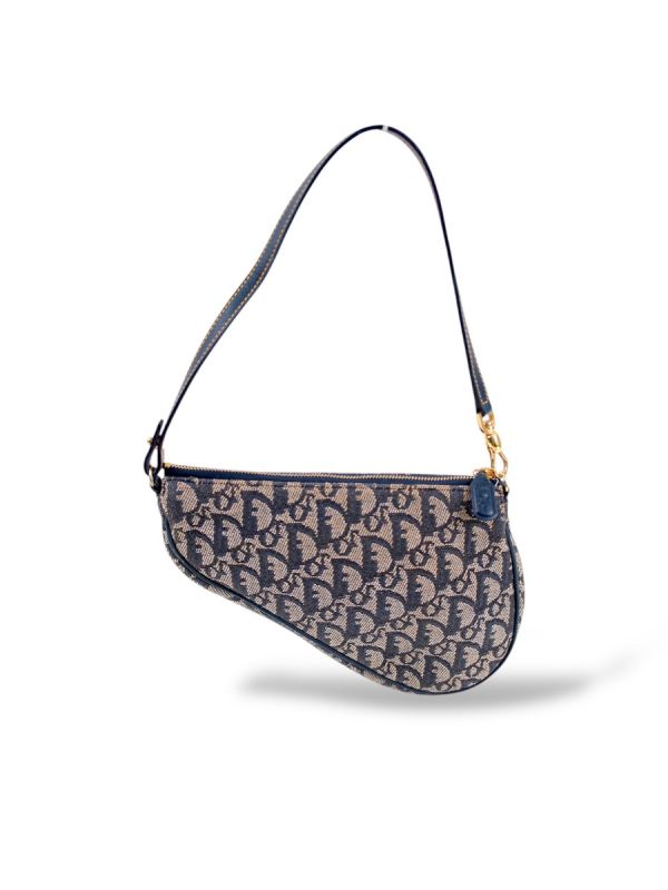 Sac à Main Mini Saddle Dior Vintage En Toile Monogram Bleu Marine

