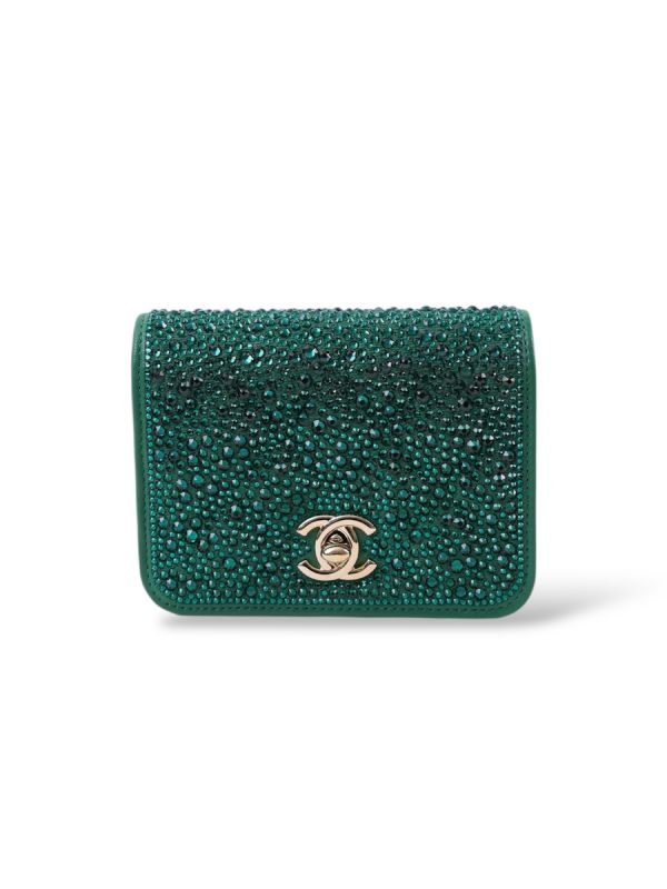 Sac à Main Chanel En Cuir Vert Avec Cristaux