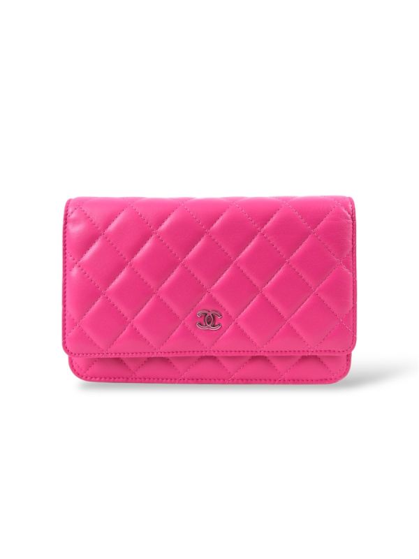 Sac Pochette à Bandoulière Chanel Wallet On Chain En Cuir D'Agneau Rose