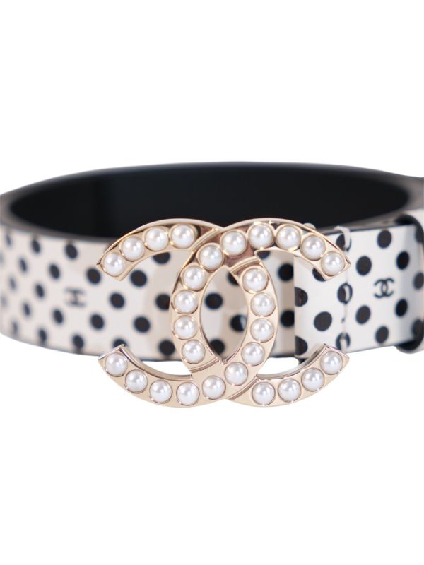 Ceinture Chanel à Pois En Cuir  