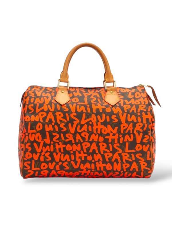 Louis Vuitton Speedy En Cuir Monogram Grafity Orange