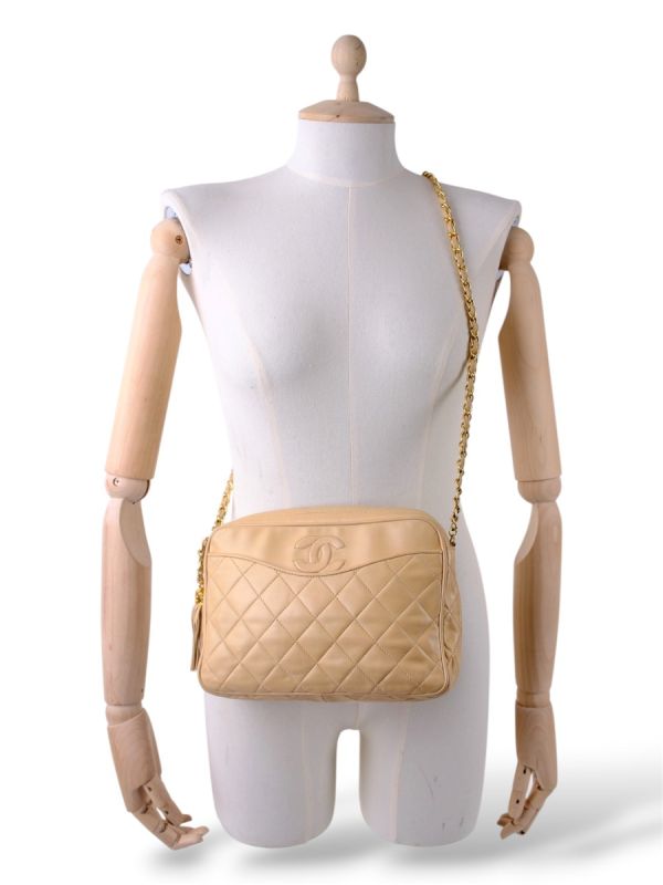 Chanel Vintage Caméra Bag Cuir Beige 
