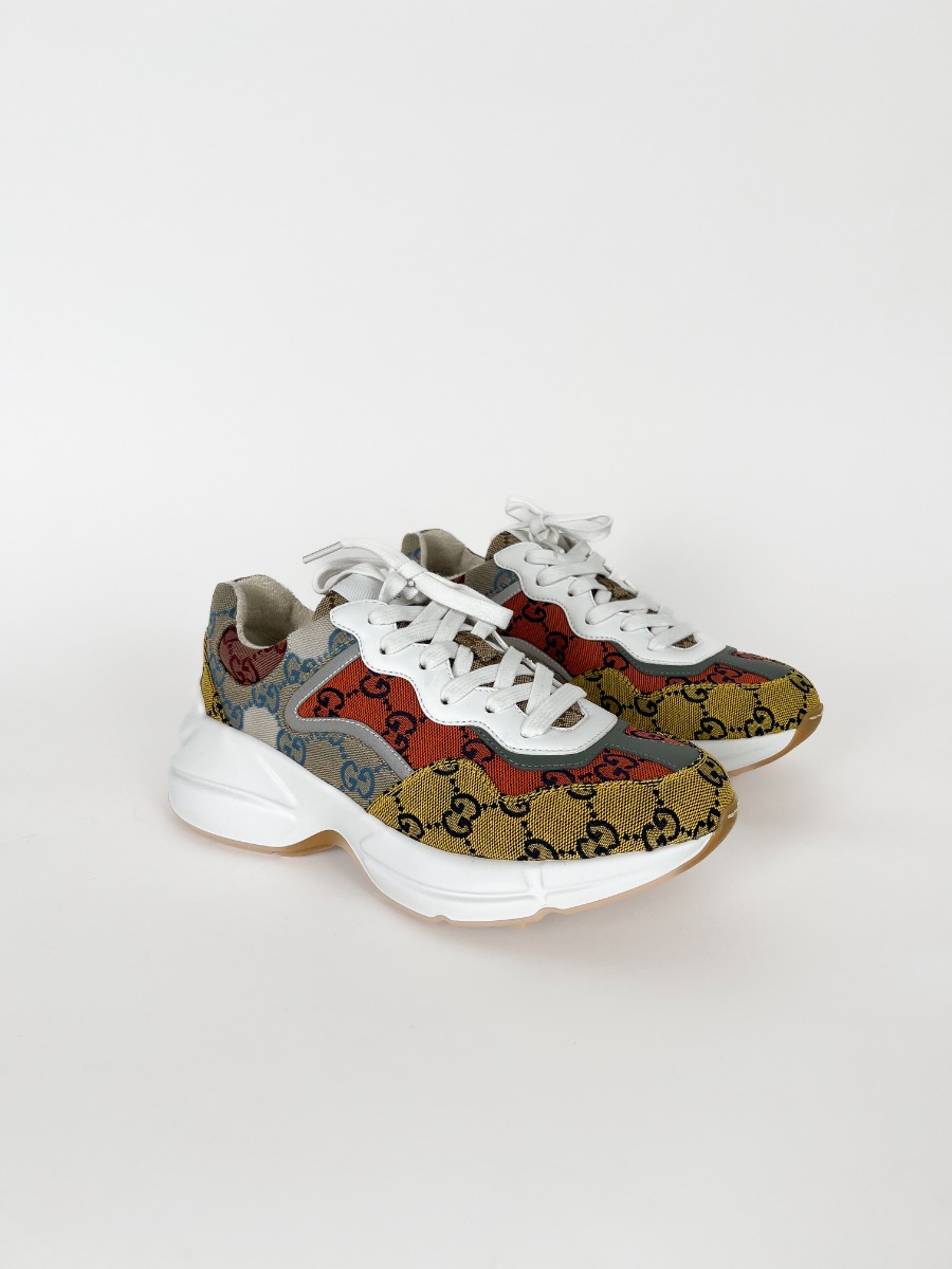 GUCCI Rhyton ライトン GG柄スリーム スニーカー マルチカラー Gucci Monogram Multicolor Rhyton Sneakers 37.5 | Myzah