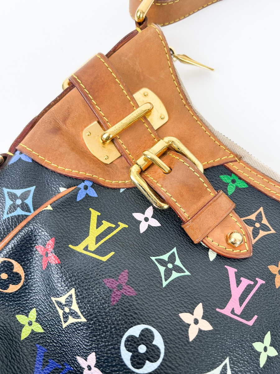 Louis Vuitton x Takashi Murakami Greta (2012) Black Handbag | Myzah